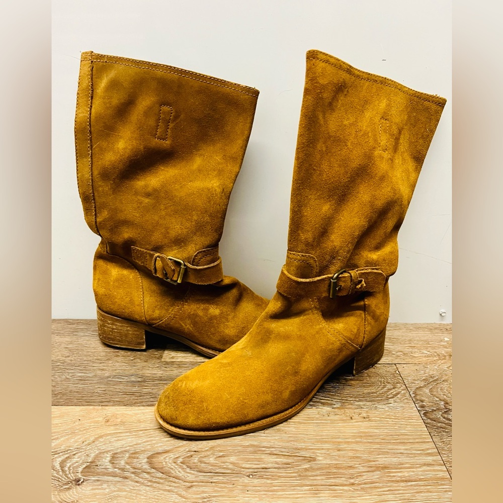 I. Crew Ryder Brown Suede Calf-High Boots